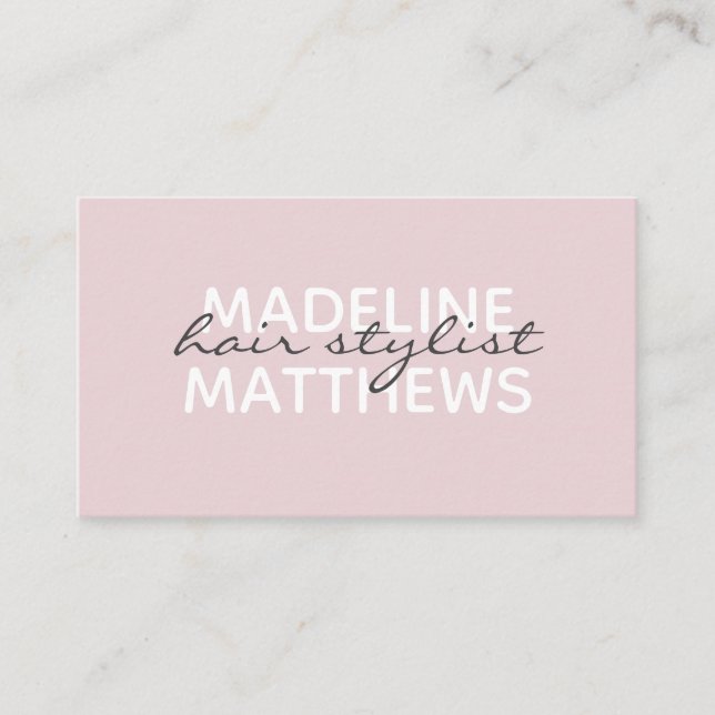 Modernes Blush Pink Chic Hair Stylist Name Visitenkarte (Vorderseite)