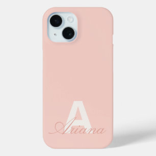 Modernes Blush Pink Feminine Script Mit Monogramm Case-Mate iPhone Hülle