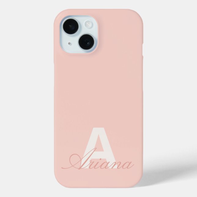 Modernes Blush Pink Feminine Script Mit Monogramm Case-Mate iPhone Hülle (Rückseite)