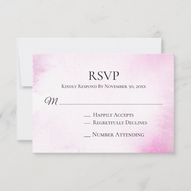 *~* Modernes Blush Pink Watercolor Wedding RSVP (Vorderseite)