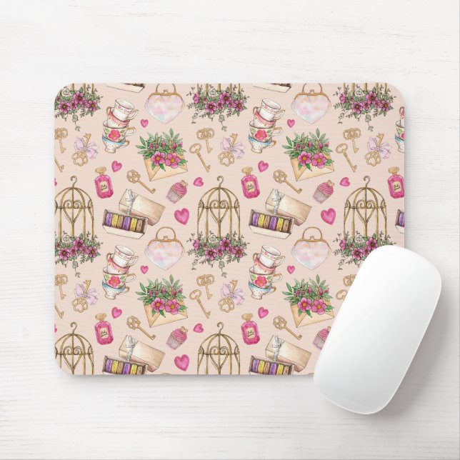 Modernes Blush Tee Party Mousepad (Mit Mouse)