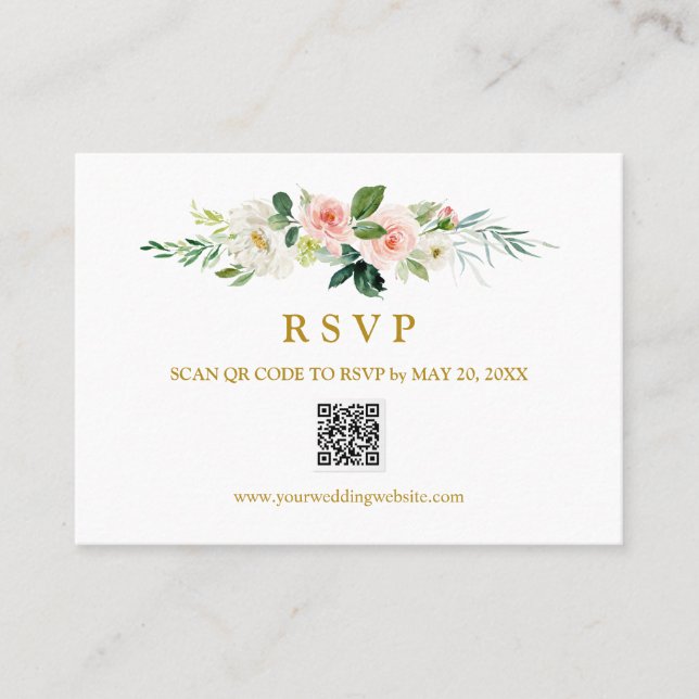 Modernes Blush Wedding Gold UAWG QR CODE WEDING Visitenkarte (Vorderseite)