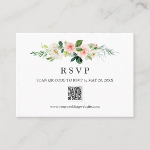 Modernes Blush Wedding RSVP QR CODE WEDING Visitenkarte