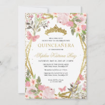 Modernes Blütenrosa Gold Tiara Quinceañera