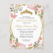 Modernes Blütenrosa Gold Tiara Quinceañera