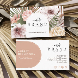 Modernes Bohemian-Aquarell-Boho-Florales-Bogen-Log Visitenkarte