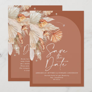 Modernes bohemianisches Terracotta Pampas Gras sti Save The Date