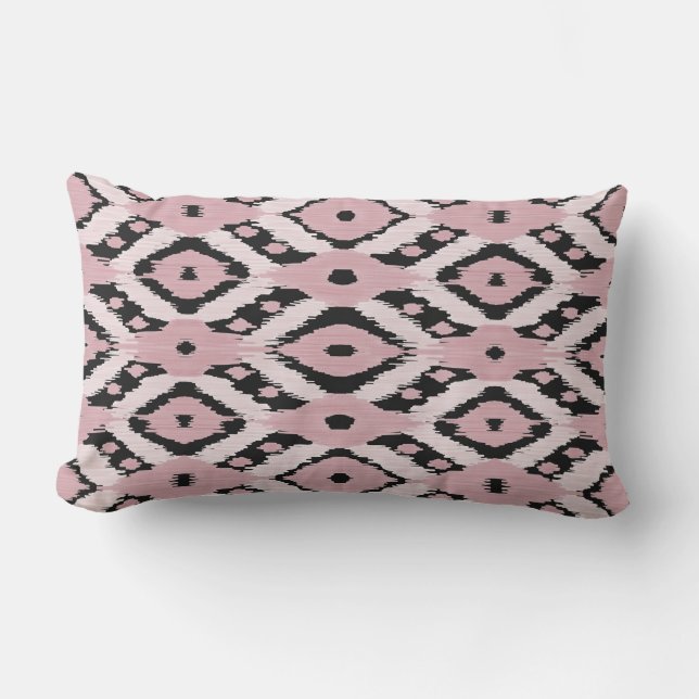 Modernes Bohemisches Schwarz-Rosa-Kat-Muster Lendenkissen (Vorderseite)