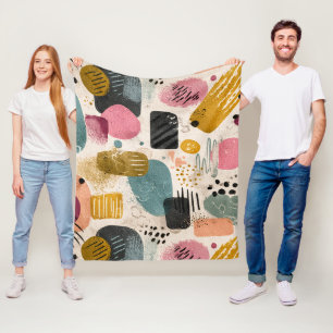 Modernes Boho Abstraktes Muster Textil farblich Fleecedecke