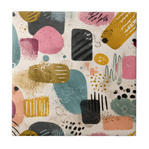 Modernes Boho Abstraktes Muster Textil farblich Fliese