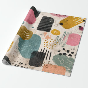 Modernes Boho Abstraktes Muster Textil farblich Geschenkpapier