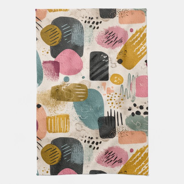 Modernes Boho Abstraktes Muster | Textil farblich Geschirrtuch (Vertikal)