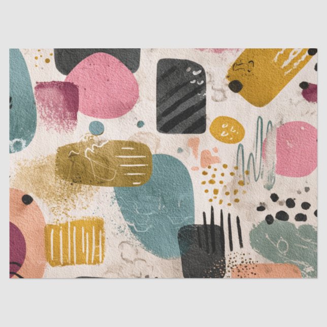 Modernes Boho Abstraktes Muster | Textil farblich Seidenpapier (Vorderseite)