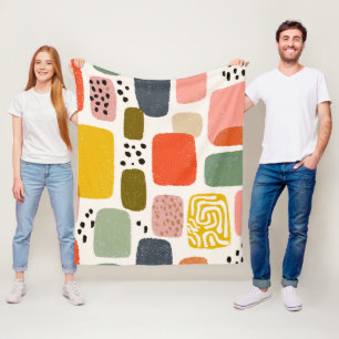 Modernes Boho Abstraktes Wasserfarbmuster Bunt Fleecedecke
