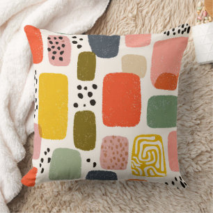 Modernes Boho Abstraktes Wasserfarbmuster Bunt Kissen