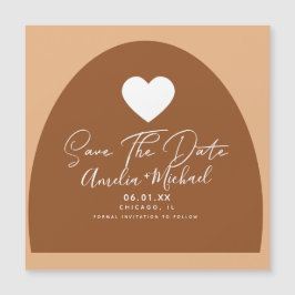 Modernes Boho Arch Bio Form Herz Save the Date Magnetkarte
