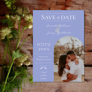 Modernes Boho Arch-Foto   Lavendelblau Save The Date