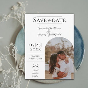Modernes Boho Arch-Foto   Weißes Save the Date
