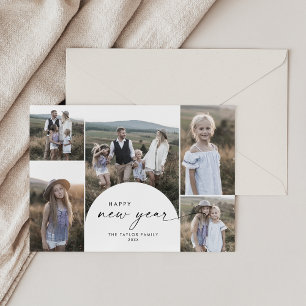 Modernes Boho Arch Multi Foto Neue Jahre Feiertagskarte