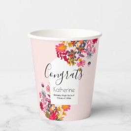 Modernes Boho Arch Pink Blumenstudium Party Pappbecher