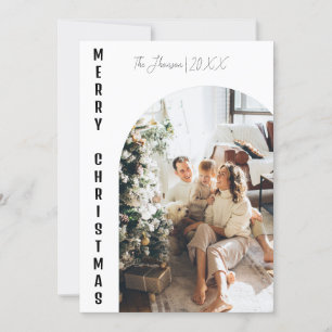 Modernes Boho arch Weihnachtsfamilie Foto fröhlich Einladung