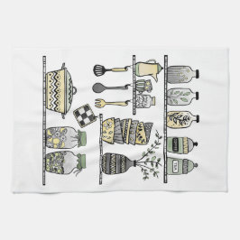 Modernes Boho Bauernhaus Küche Shelf Illustration Geschirrtuch