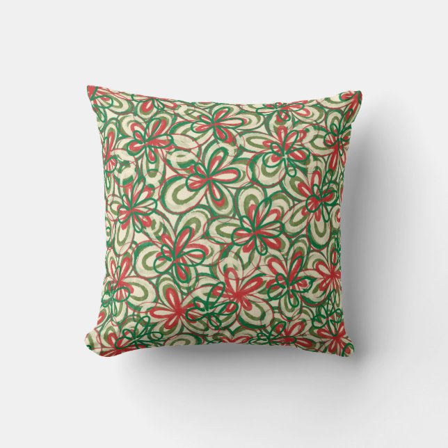 Modernes Boho bemalt Weihnachten Blumenmuster Kissen (Vorderseite)