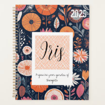 Modernes Boho-Blumendesign in Navy und Peach