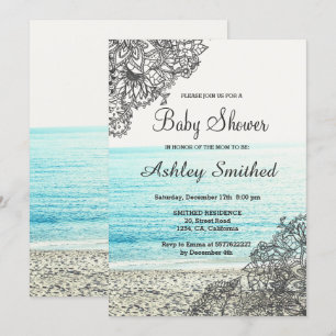 Modernes boho Blumenstrand-Fotografie-Babyparty Einladung