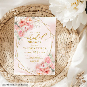 Modernes Boho Blush Gold Glitzer Frame Brautparty Einladung