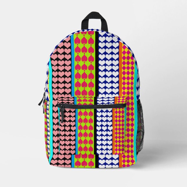 Modernes Boho Bohemisch Stripmuster Design Bedruckter Rucksack (Vorderseite)