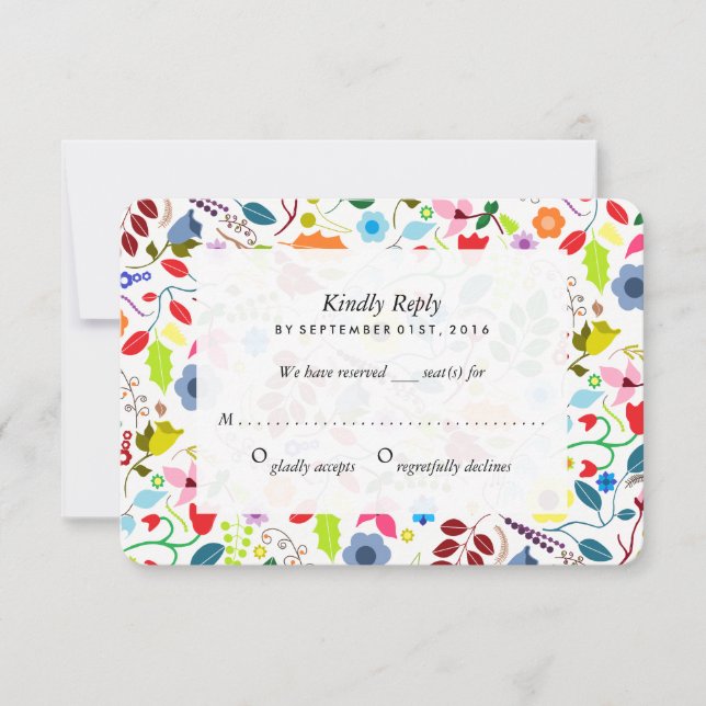 Modernes Boho Chic Floral Wedding RSVP (Vorderseite)