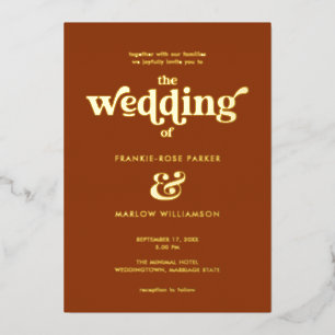 Modernes Boho Chic Retro Wedding Gold Folieneinladung