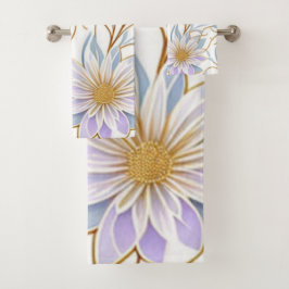 Modernes Boho Design, modern, elegant, Blume, Blät Badhandtuch Set