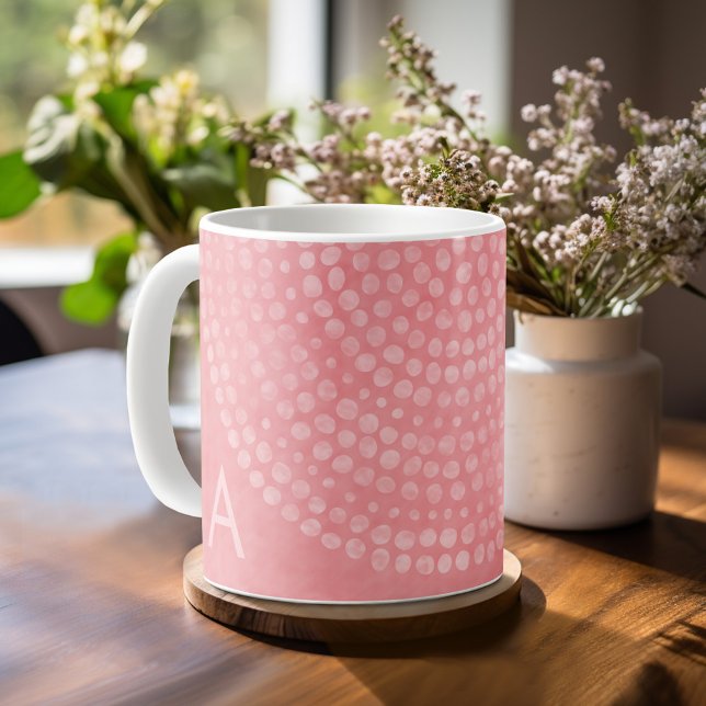 Modernes Boho Dot Muster mit Monogramm Kaffeetasse (Personalized mug with monogram)