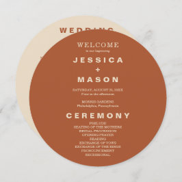 Modernes Boho Earth Tone Circle Wedding Programm