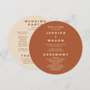 Modernes Boho Earth Tone Circle Wedding Programm
