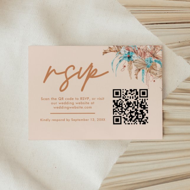 Modernes Boho Floral QR Code Wedding RSVP (Von Creator hochgeladen)