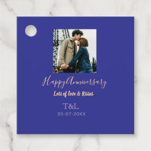 Modernes boho Happy-Jubiläum geben den Namen blue  Geschenkanhänger