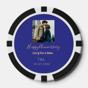 Modernes boho Happy-Jubiläum geben den Namen blue Pokerchips