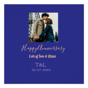 Modernes boho Happy-Jubiläum geben den Namen blue  Poster