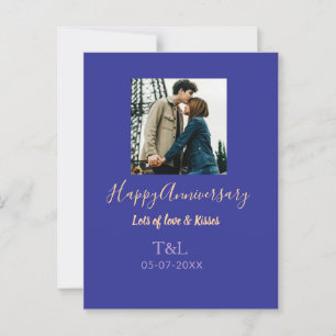Modernes boho Happy-Jubiläum geben den Namen blue Postkarte
