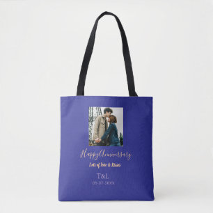 Modernes boho Happy-Jubiläum geben den Namen blue Tasche