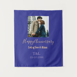 Modernes boho Happy-Jubiläum geben den Namen blue  Wandteppich