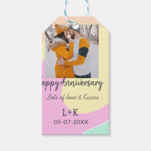 Modernes boho Happy Jubiläum Namensdatum orange hi Geschenkanhänger