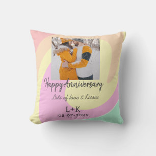 Modernes boho Happy Jubiläum Namensdatum orange hi Kissen