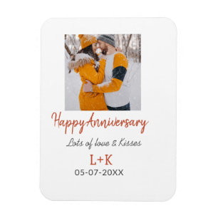 Modernes boho Happy Jubiläum Namensdatum orange hi Magnet