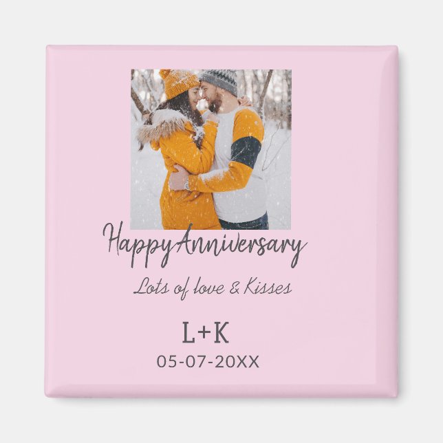 Modernes boho Happy Jubiläum Namensdatum orange hi Magnet (Vorne)