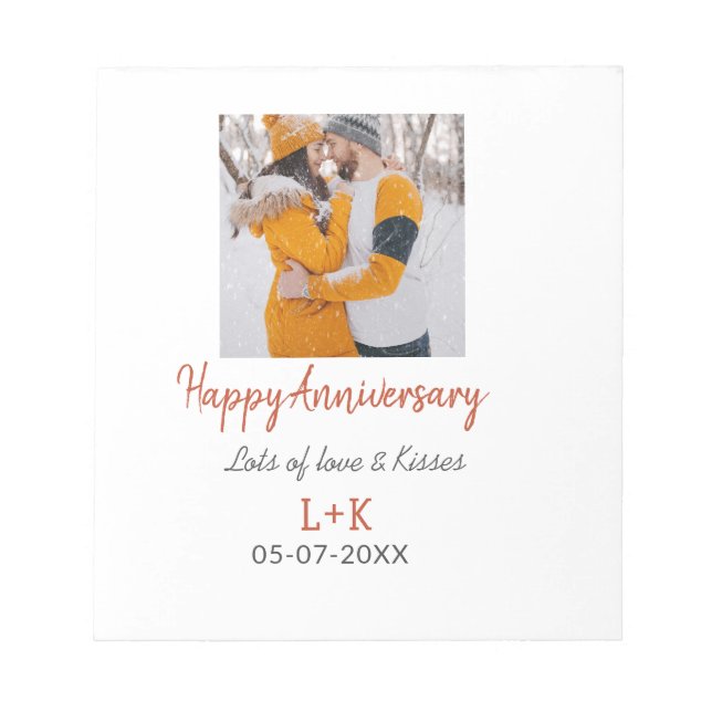 Modernes boho Happy Jubiläum Namensdatum orange hi Notizblock (Vorderseite)