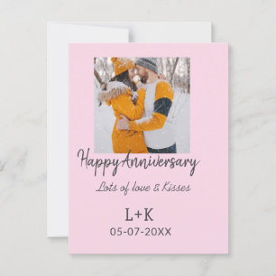Modernes boho Happy Jubiläum Namensdatum orange hi Postkarte